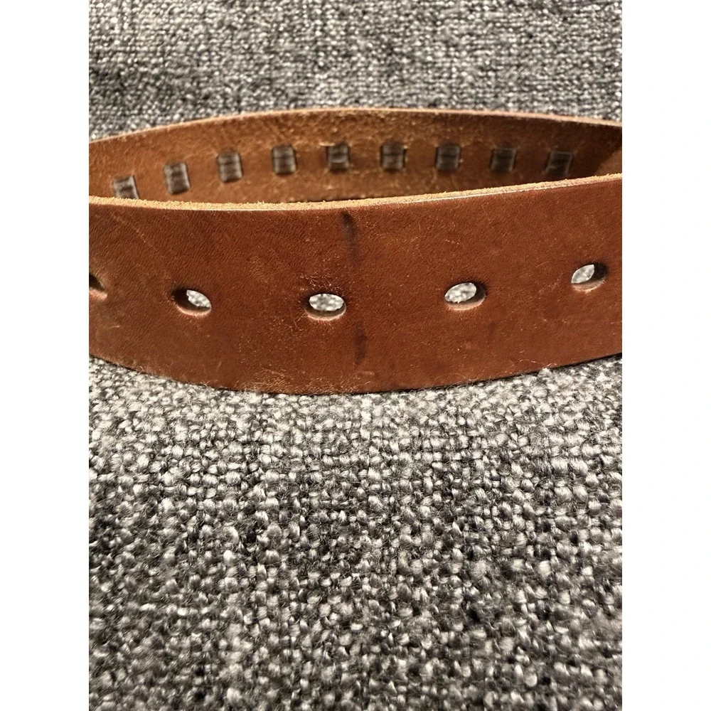 Levi's Leather Belt Men 34 36 Brown Eagle Buckle Studded Western Biker